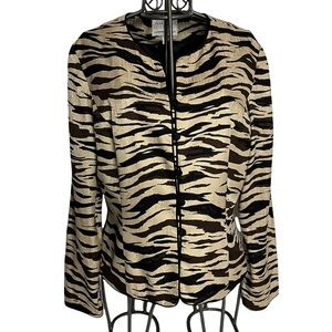 Adrianna Papell 100% Silk Animal Print Button Down